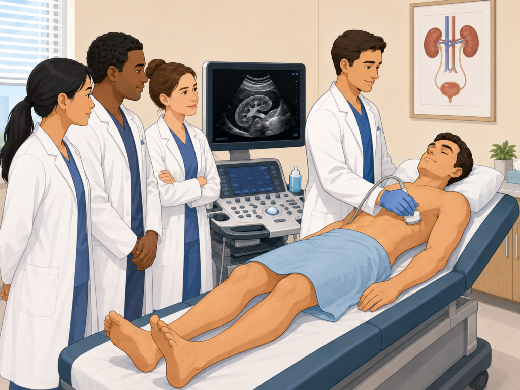 Teaching Renal Ultrasound on a Male Patient